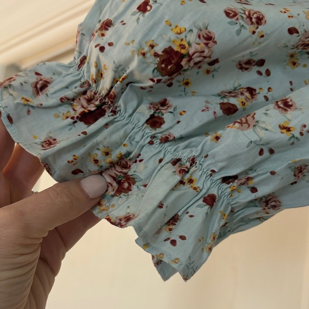 Hyacinth House Blue Blouse with Red Floral Print - Picture 4 of 4